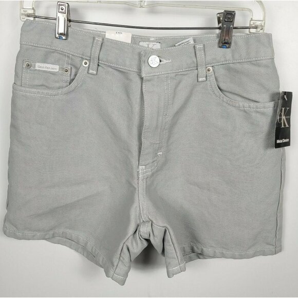 NWT VTG Calvin Klein Low Rider Sz 8 Shorts New Gray Metal Denim Mid Rise - Picture 2 of 9